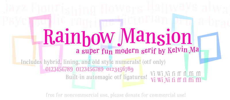 Rainbow Mansion lining figures Font